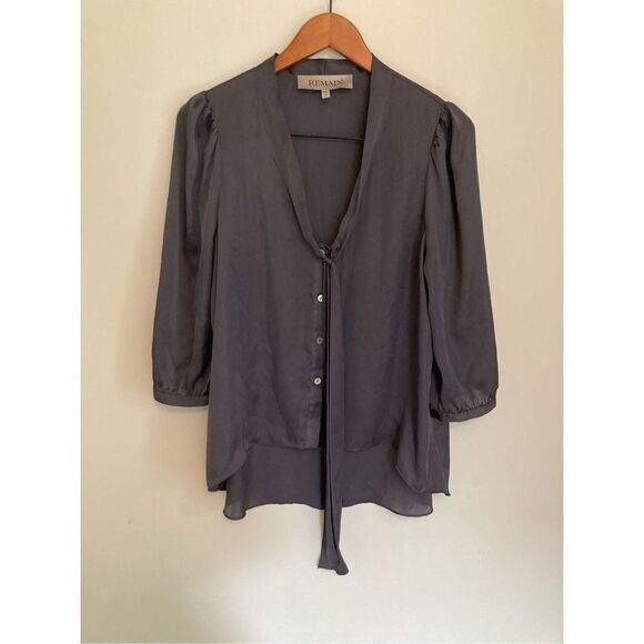 Remain  charcoal tie neck blouse‎ - Picture 1 of 4